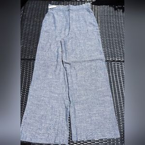 NWT Large Max Studio Blue Easy Wide Leg Linen Pants